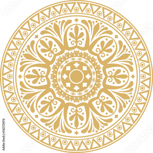 Leinwand Poster Vector gold round classical ornament of Ancient Greece and Roman Empire