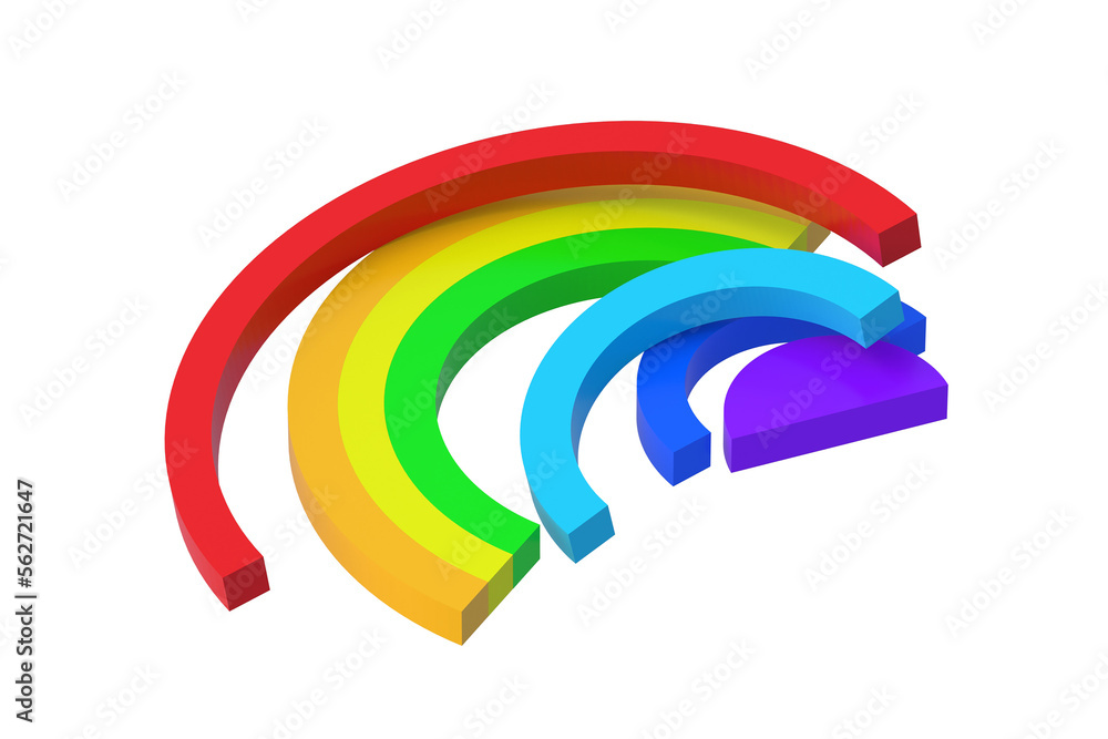 Fototapeta premium Rainbow isolated on white background. Educational logic toys. Montessori games. 3d render