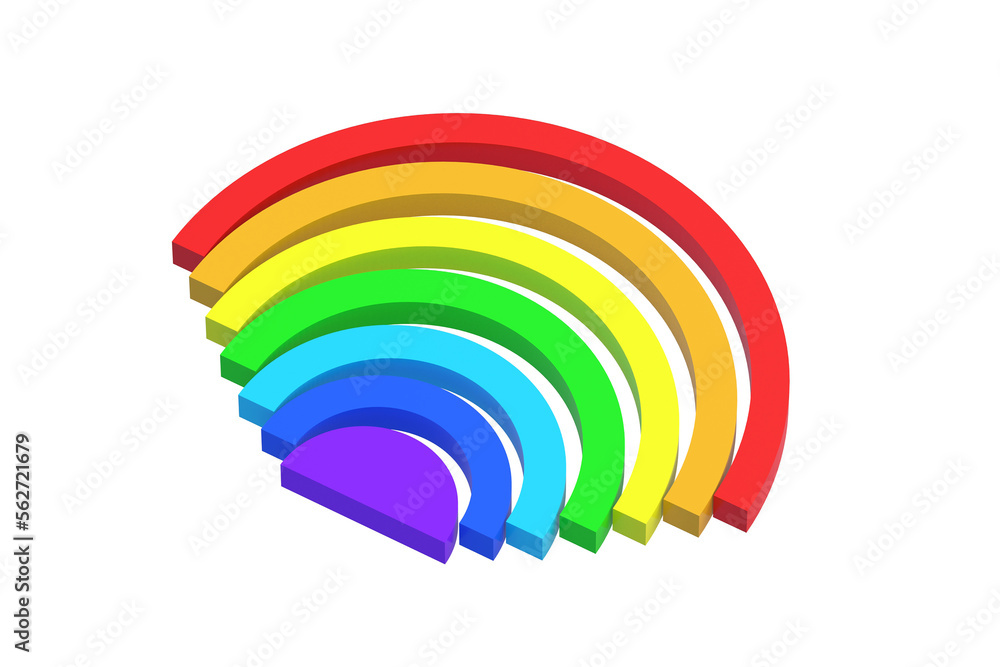 Fototapeta premium Rainbow isolated on white background. Educational logic toys. Montessori games. 3d render