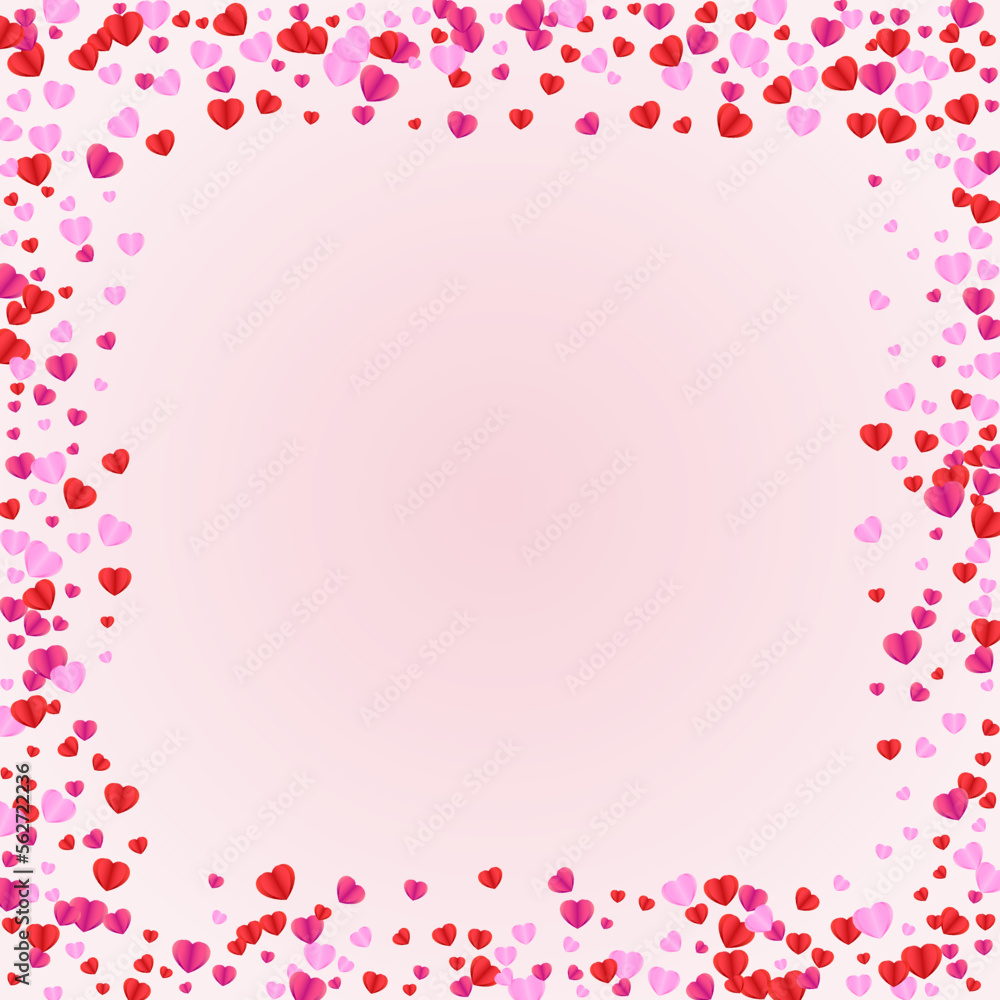 Tender Heart Background Pink Vector. Element Frame Confetti. Violet Drop Pattern. Pinkish Heart Anniversary Backdrop. Lilac Random Texture.