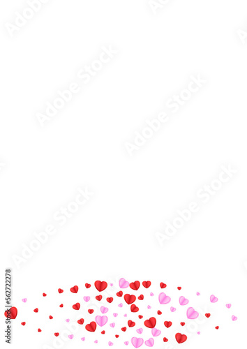 Tender Heart Background White Vector. Decor Texture Confetti. Pink Bright Illustration. Fond Heart Greeting Pattern. Violet Card Frame.