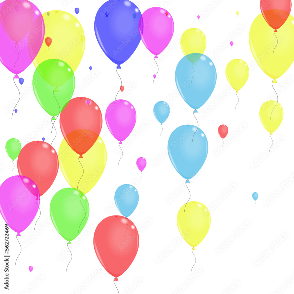 Pink Balloon Background White Vector. Air Festive Background. Bright Light. Blue Helium. Surprise Wedding Card.