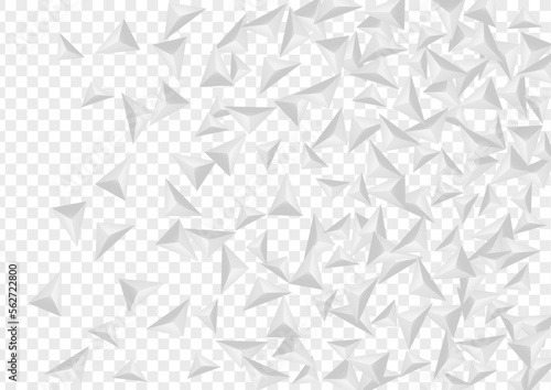 Hoar Fractal Background Transparent Vector. Pyramid Realistic Template. Silver Luxury Tile. Origami Graphic. Gray Triangular Texture.