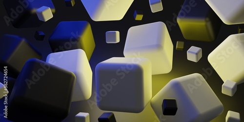 Abstract 3D render. Color cubes. Modern background design with geometric shapes.