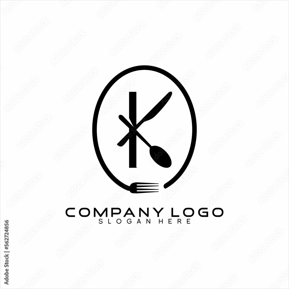 Letter K vector logo design with cutlery and knife. Logo can be used for restaurant, cafe, chef business. Letter K vector logo design with cutlery and knife. Logo can be used for restaurant, cafe, chef business.