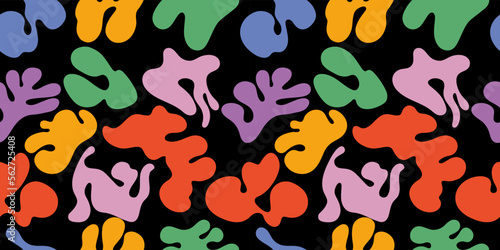 Vector contemporary background or banner with colorful abstract shapes. Seamless pattern.