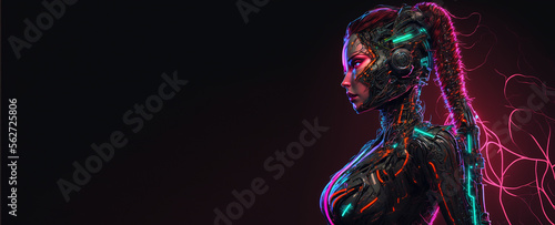 Robot woman on white background. Created with generative Ai technology.