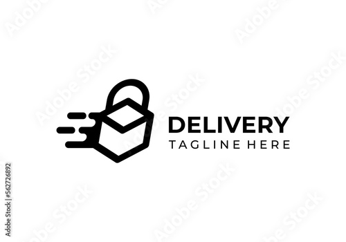 box with padlock packaging delivery order illustration logistics logo symbol design