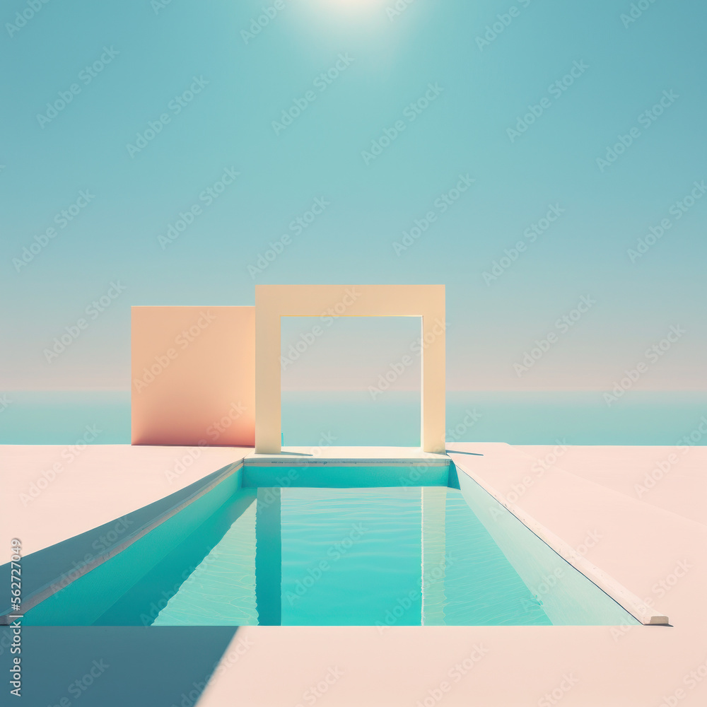 Fototapeta premium swimming pool near beach and sea. summer and vacation concept. generative ai