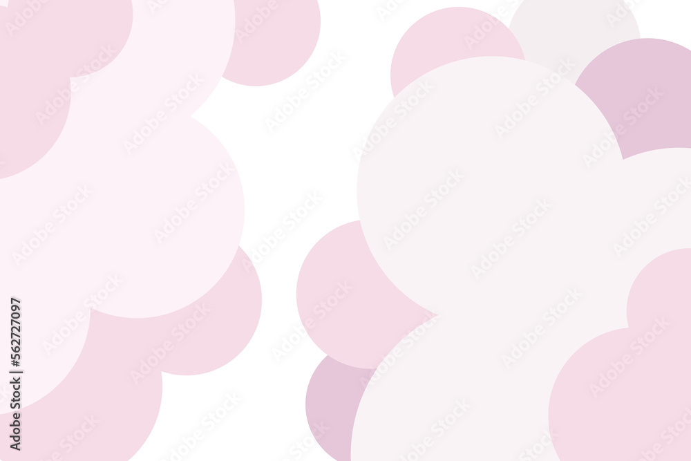 Pink vector minimal clouds. Pastel colors circles valentine background.
