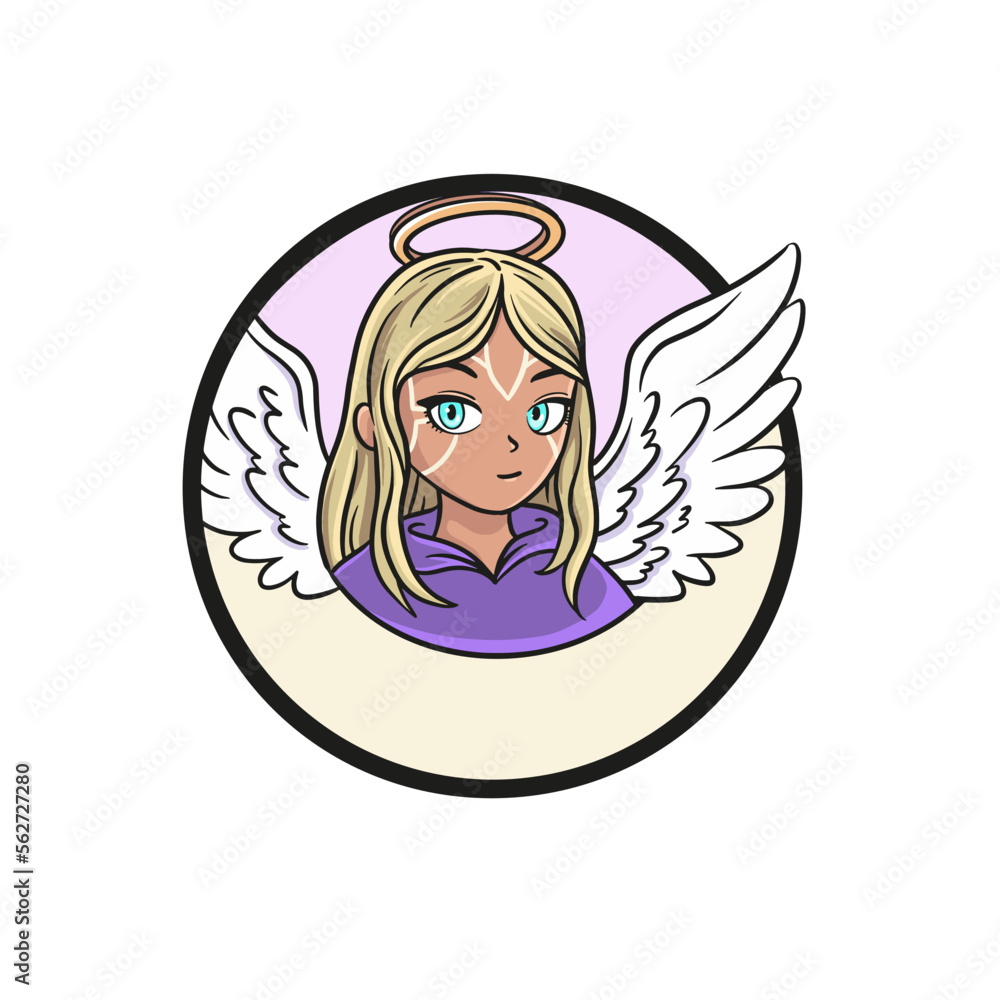 Beauty Angel portrait, vector hand drawn illustration
Beauty Angel portrait, vector hand drawn illustration