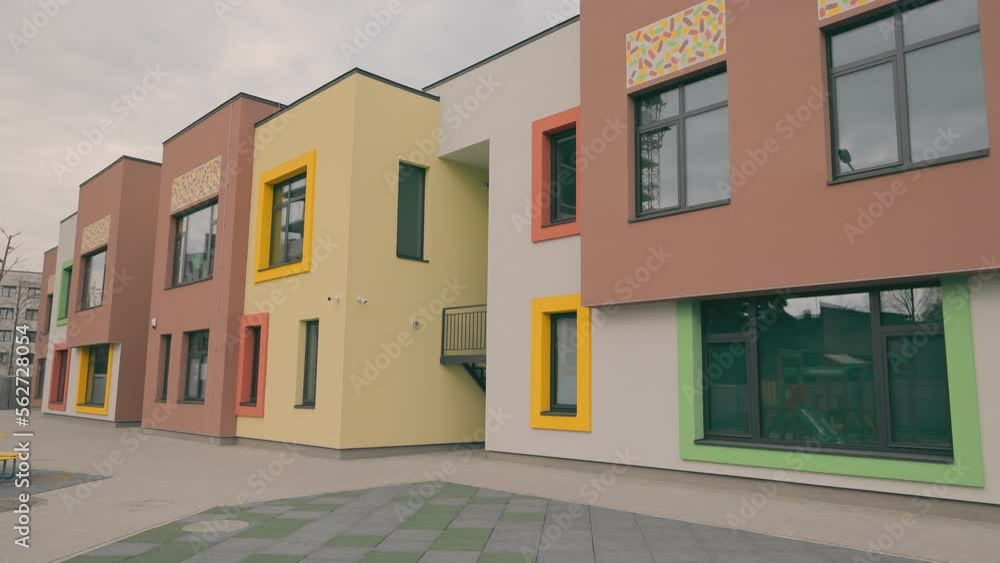 The facade of a modern colored kindergarten The facade of a modern colored kindergarten