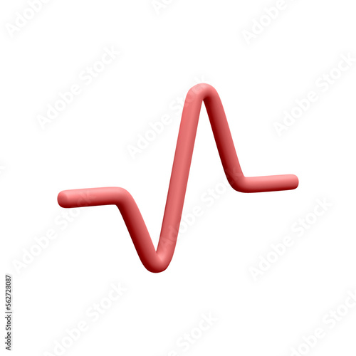 3d realistic red pulse line for medical apps and websites. Medical healthcare concept. Heart pulse, heartbeat line, cardiogram. Vector illustration