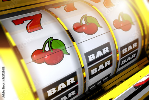 Canvas Print Golden Casino Slot Machine Concept 3D Illustration