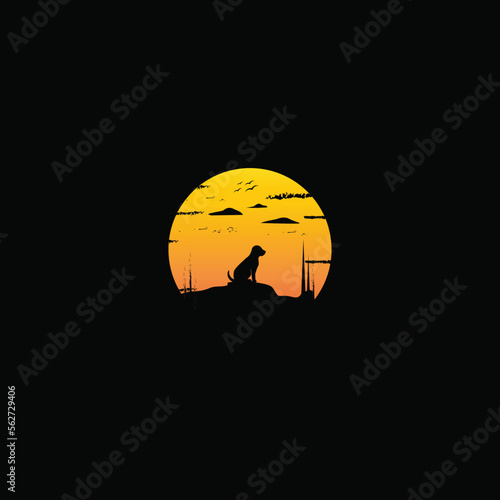 Retro vintage sunset sunrise vector logo icon design image vector stock templates