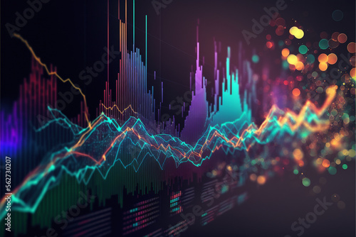 Technology background. Stock market Business economic charts with abstract digital. AI