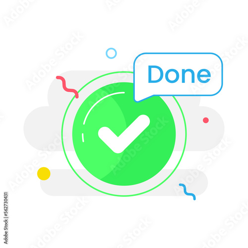 check mark, done concept illustration flat design vector eps10. modern graphic element for landing page, button, empty state ui