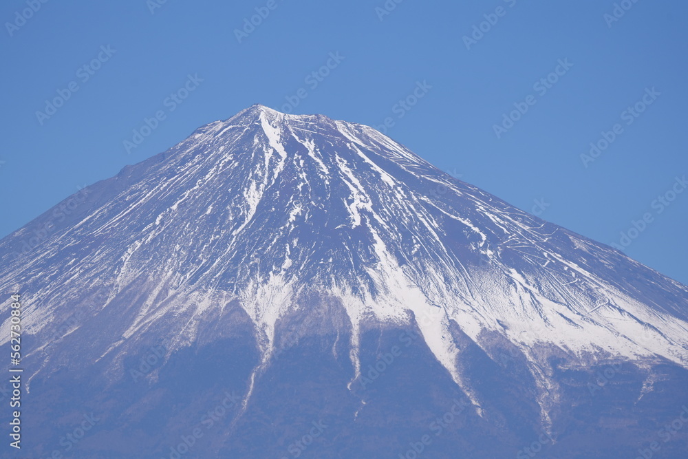 Snow capped mt Fuji in winter season, Japanese scenery