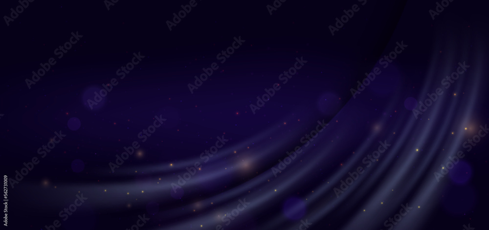 Obraz premium Elegant golden dot glowing with lighting effect sparkle on dark blue background. Template premium award design.