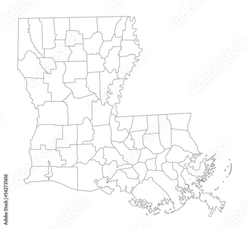 Highly Detailed Louisiana Blind Map.