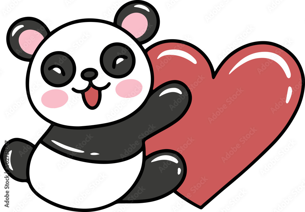 Fototapeta premium Valentine Day Panda with Hearts