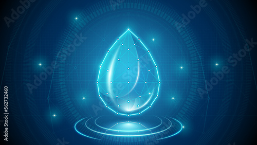 Human Blood Droplet Liquid Water Circulatory System Medical Cybernetic Part Transplant Replacement Neural Digital Hologram Neon Glow Futuristic Triangulated Polygonal Low Poly Background