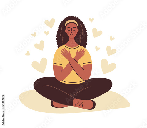 Person with healthy self-perception. Self-acceptance, self-respect, self-development.
