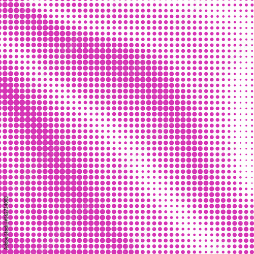 Pink and white halftone background texture. Abstract round shapes dot circle pattern design.