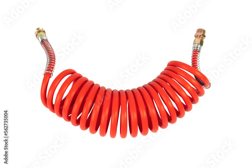 High pressure air pneumatic hose isolated on white background