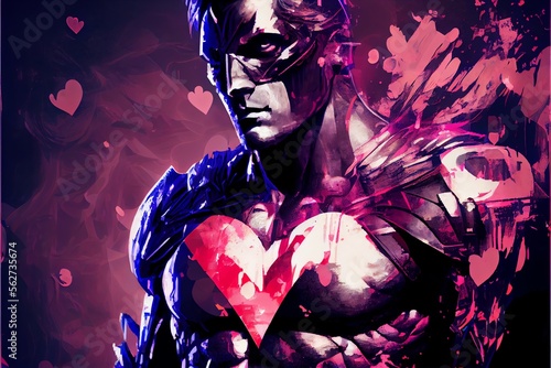 Abstract image of a loving hero for Saint Valentines Day. Generative AI
