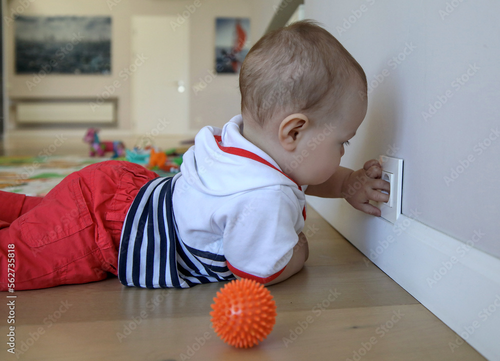newborn baby crawling