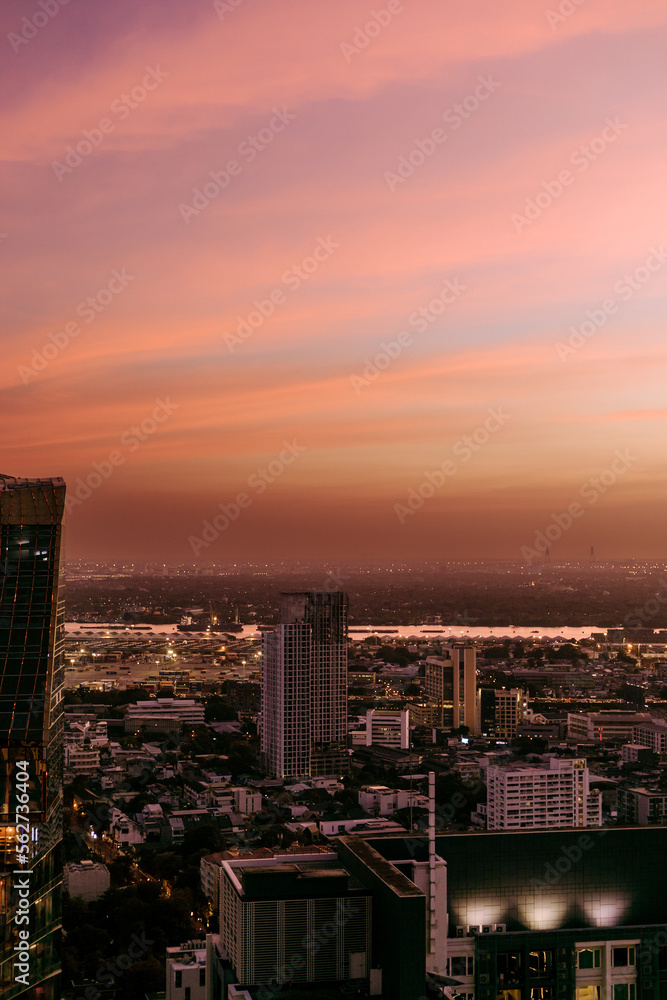  Bangkok downtown city skyscrapers at night