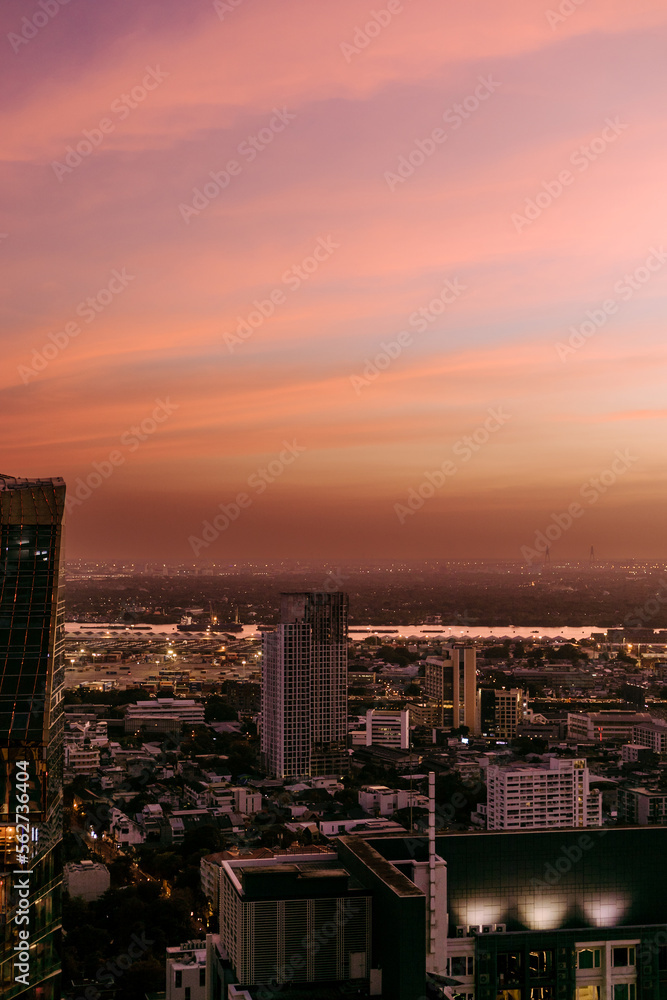 Fototapeta premium Bangkok downtown city skyscrapers at night