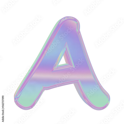 3D holographic alphabet for graphic results or design element