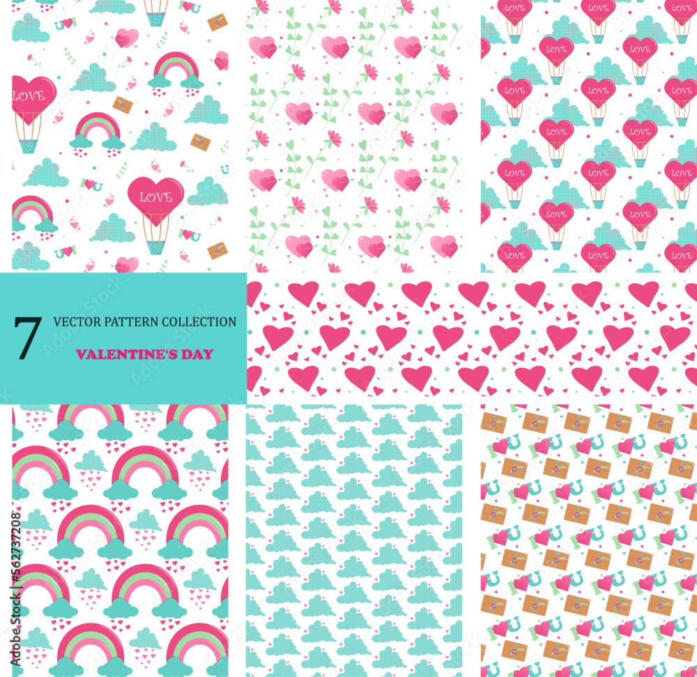 Collection of Vector Patterns Valentine's Day Collection of Vector Patterns Valentine's Day