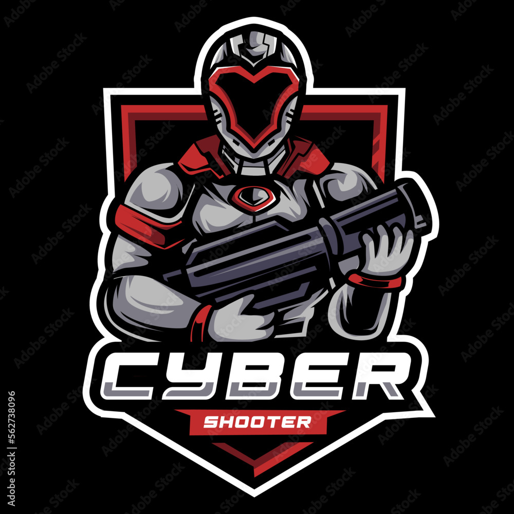 robots cycber shooter mascot esport logo