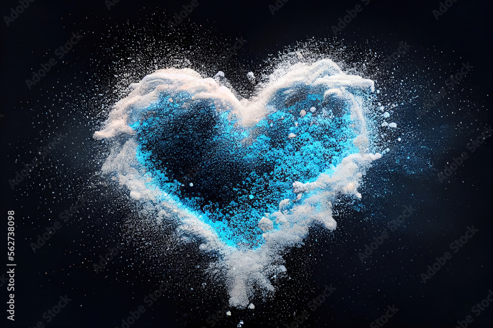 scattered blue hearts on valentines day with copy space Generative AI
