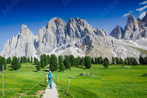 Famous best alpine place of the world - The Dolomites Geisler Odle mountain peaks, South Tyrol, Northern Italy