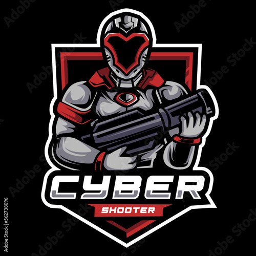 robots cycber shooter mascot esport logo