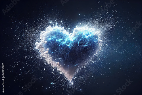 scattered white hearts on valentines day with copy space Generative AI