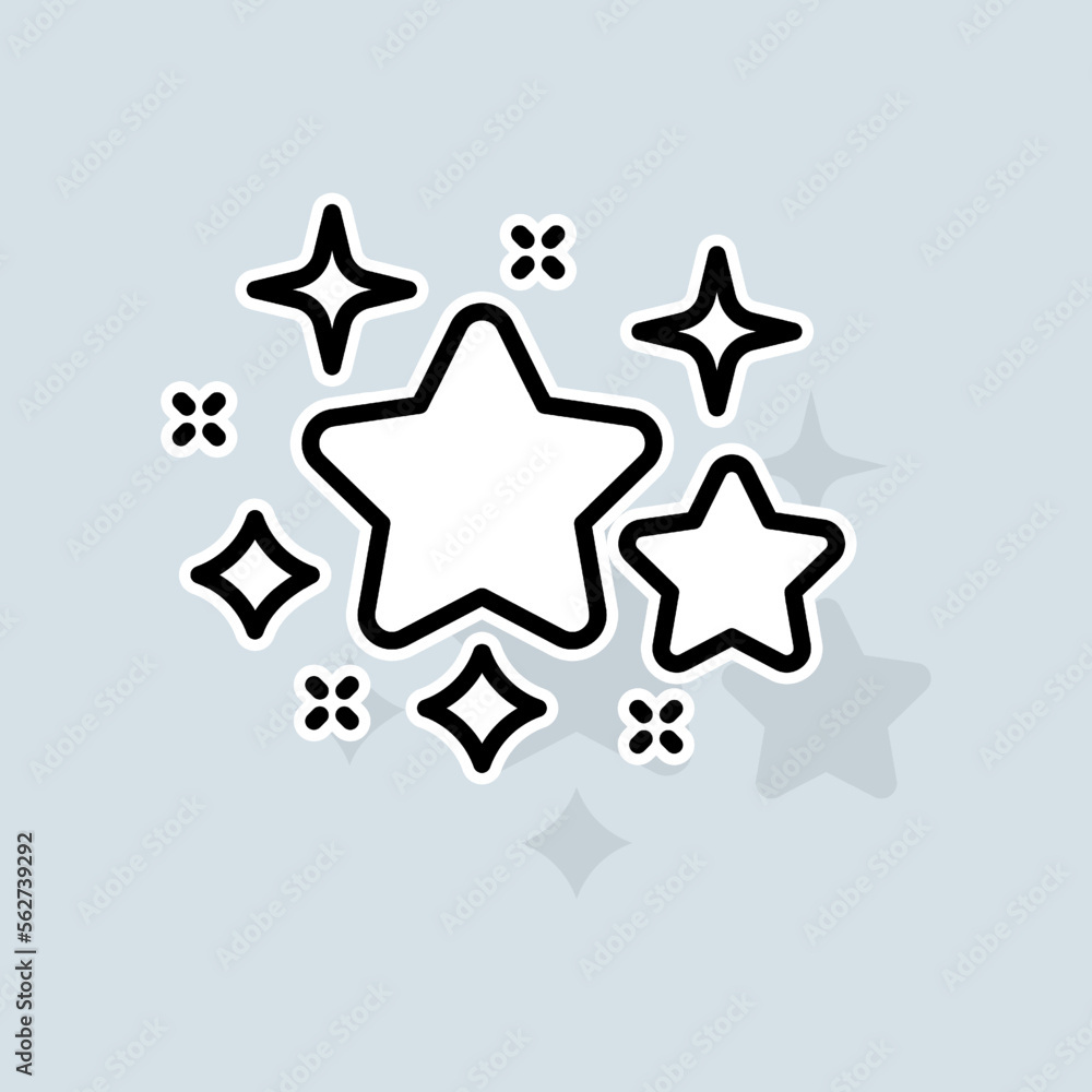 Twinkling stars line icon. Liked, rating, favorites, new year, christmas, rate the service, like, dislike, pie chart, stars. Feedback concept. Vector sticker line icon on white background Twinkling stars line icon. Liked, rating, favorites, new year, christmas, rate the service, like, dislike, pie chart, stars. Feedback concept. Vector sticker line icon on white background