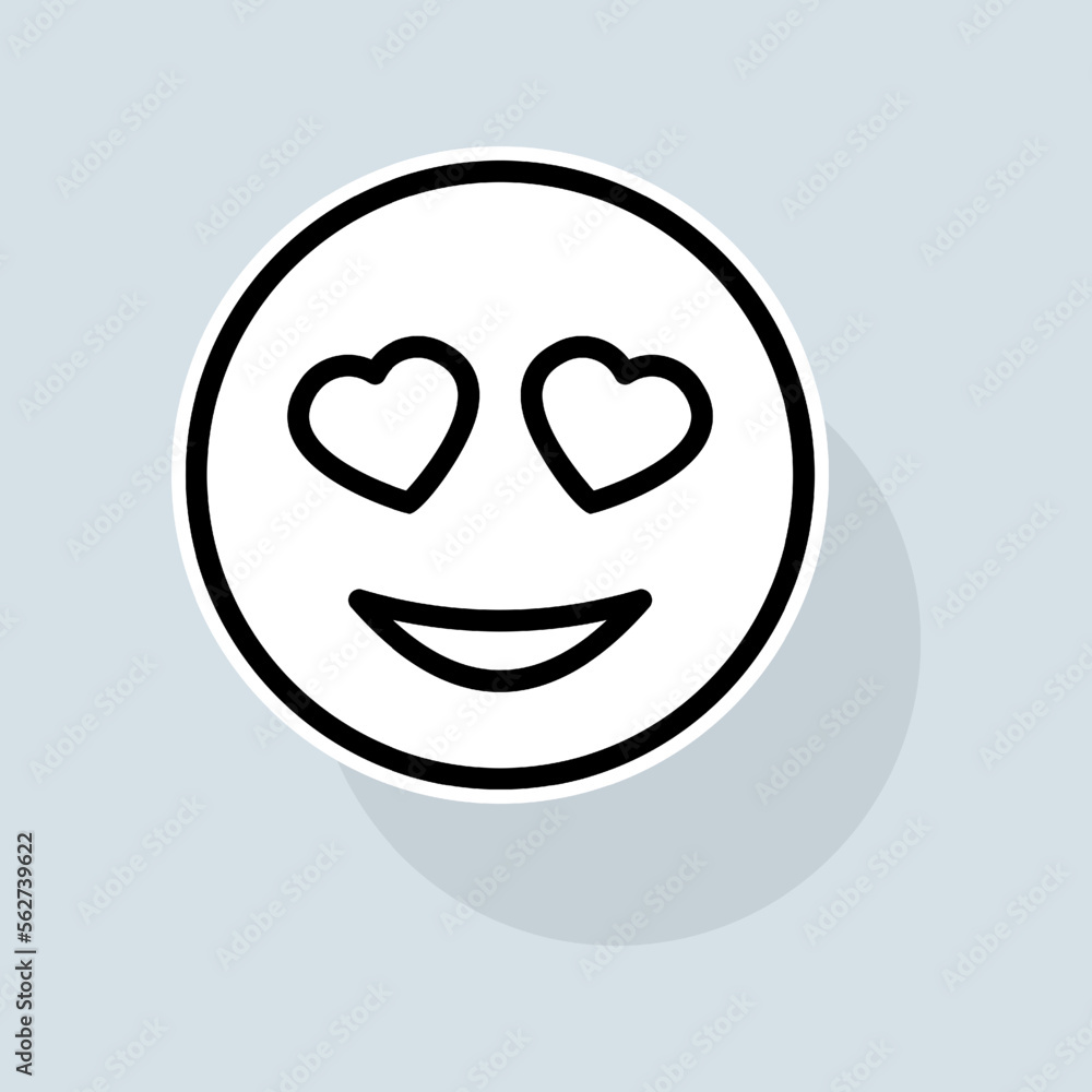 Emoji with love line icon. Communication, emoticons, chats, stickers, attitude, emotions, mood. Emoji concept. Vector sticker line icon on white background Emoji with love line icon. Communication, emoticons, chats, stickers, attitude, emotions, mood. Emoji concept. Vector sticker line icon on white background