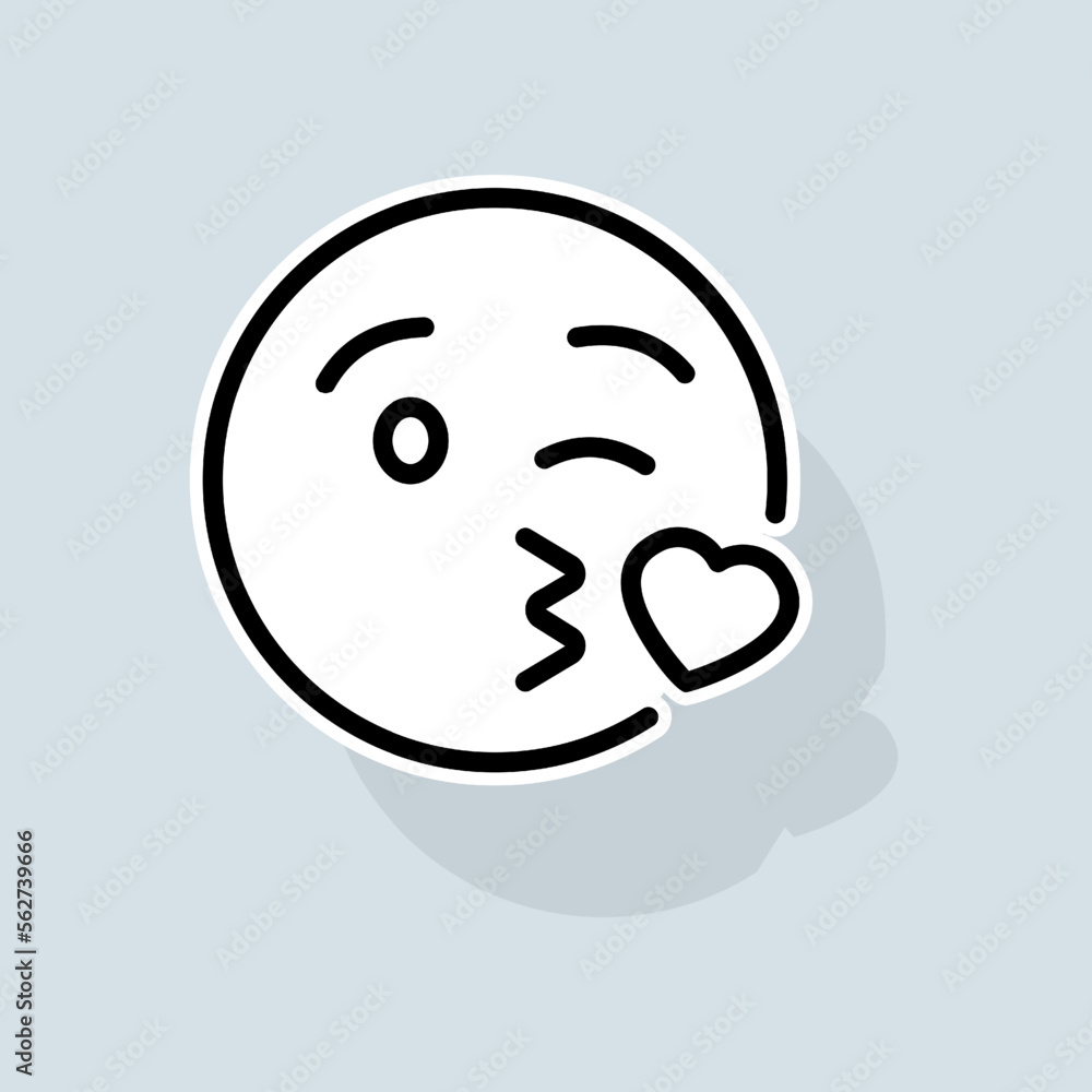 Air kiss emoji line icon. Communication, emoticons, chats, stickers, attitude, emotions, mood. Emoji concept. Vector sticker line icon on white background Air kiss emoji line icon. Communication, emoticons, chats, stickers, attitude, emotions, mood. Emoji concept. Vector sticker line icon on white background