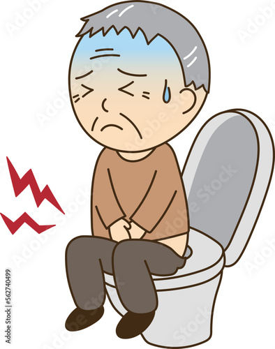 トイレで腹痛が辛そうなおじいさん