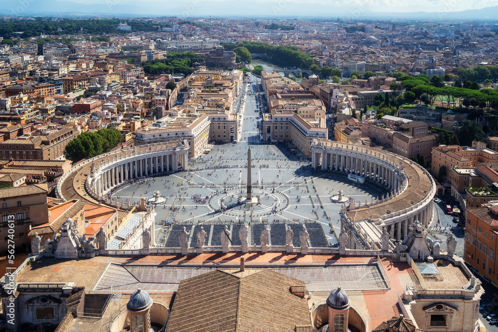 Aerial day view of Saint Peter's Square in Vatican, Rome, Italy