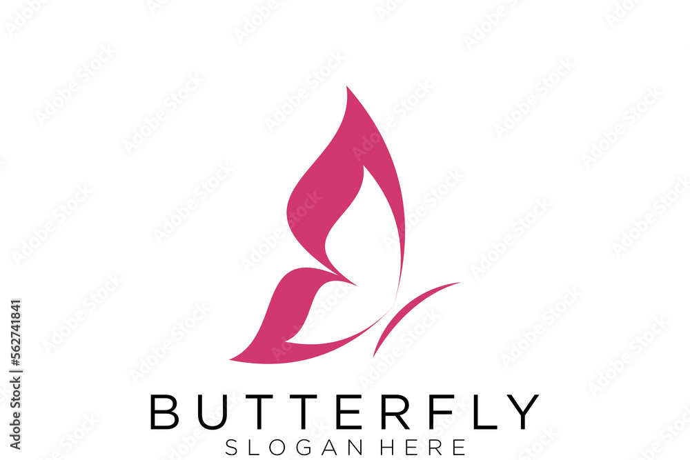 Red Butterfly vector illustration. Business sign template for Beauty Red Butterfly vector illustration. Business sign template for Beauty