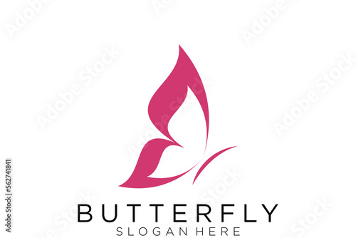 Red Butterfly vector illustration. Business sign template for Beauty