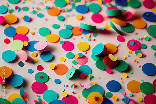 Multicolored confetti backgrounds ideal for party, carnival and celebrations backdrops, generative AI