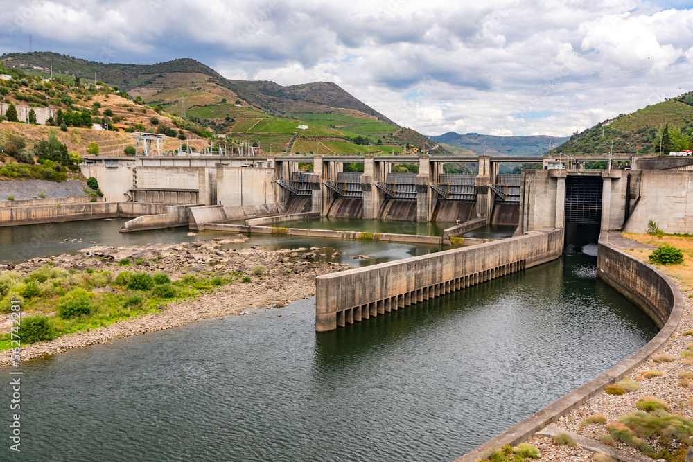Regua power station on the Douro River in the Alto Douro generates electricity and is a lock