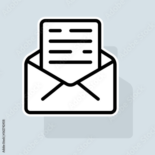 Letter line icon. Envelope, mail, stamp, email, mailbox, sms, message, blacklist. Communication concept. Vector sticker line icon on white background